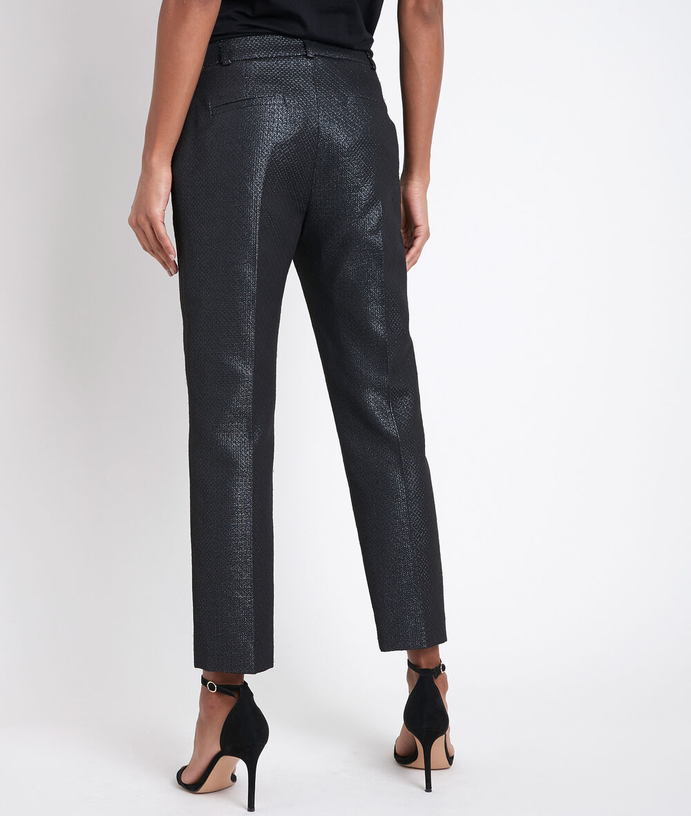 Pantalon cigarette en jacquard eustache noir.