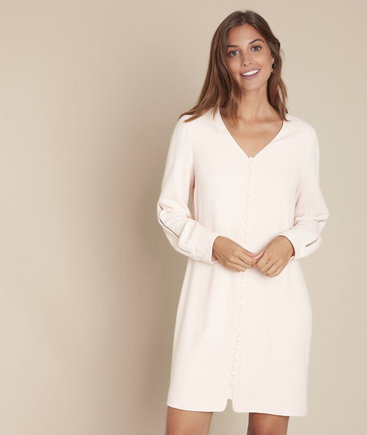 Roze jurk met beklede knopen isaure rose.
