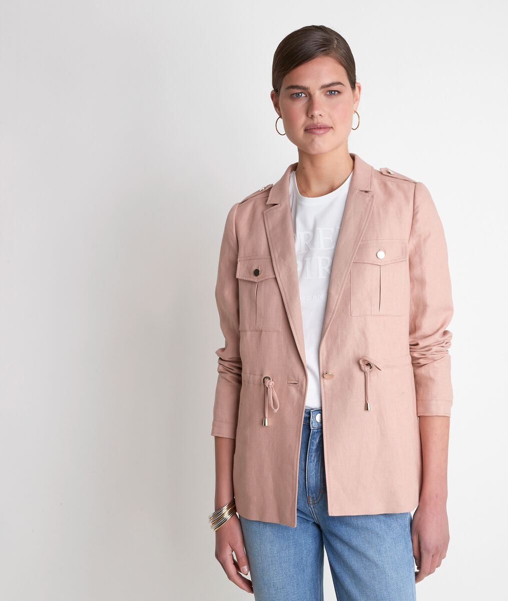 Veste en lin rose poudré Tulle | 1-2-3 Veste en lin rose poudré Tulle PhotoZ | 1-2-3