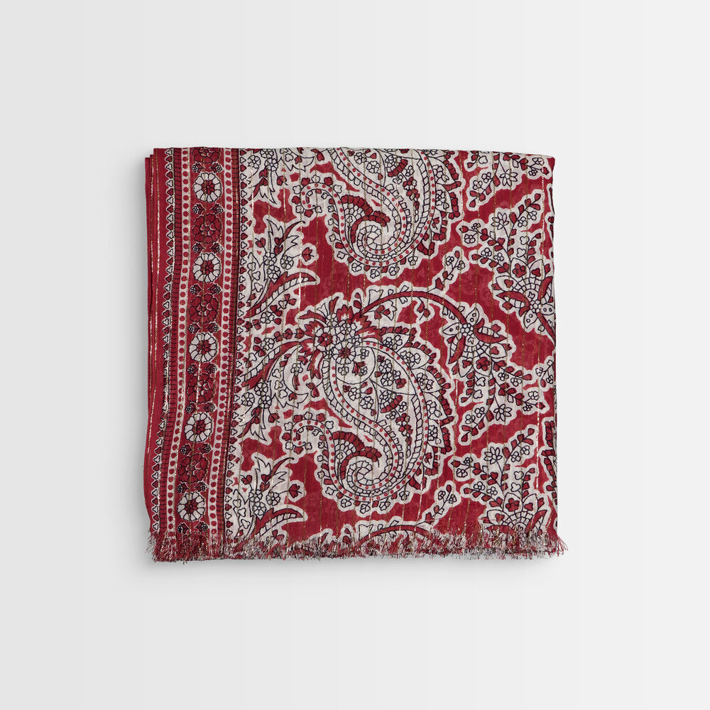Foulard imprimé cachemire rouge bianca bourgogne.