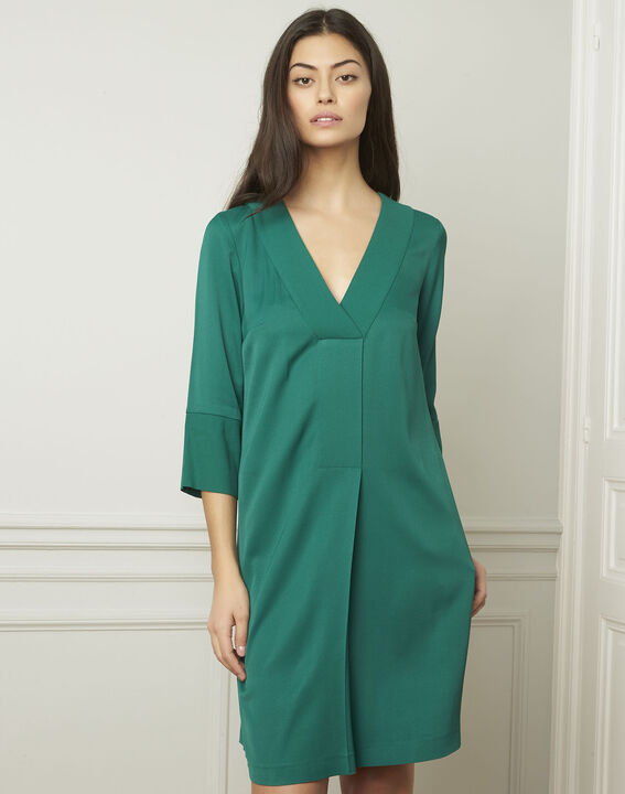 Robe verte encolure V Lina | 1-2-3 Robe verte encolure V Lina PhotoZ | 1-2-3