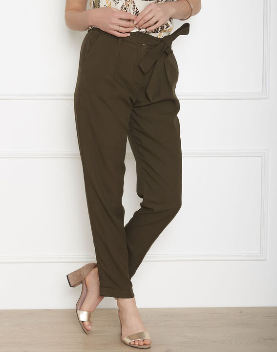 Pantalon kaki fluide ceinture Geode | 1-2-3 Pantalon kaki fluide ceinture Geode PhotoZ | 1-2-3