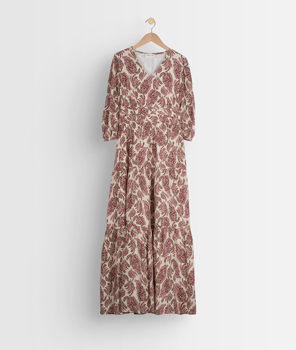 Robe longue rose imprimée leonor bois de rose.
