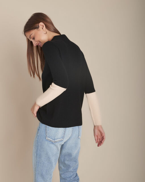Zweifarbiger pullower ottoman flower schwarz.
