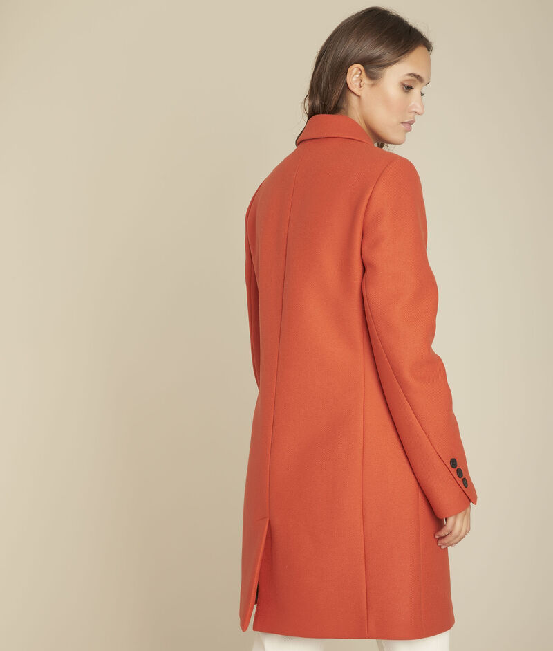 Manteau en laine tomette plume sable.