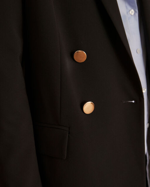 Veste noire longue croisée microfibre florine noir.