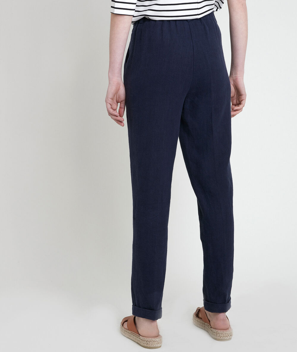 Pantalon cigarette en lin marine felix marine.