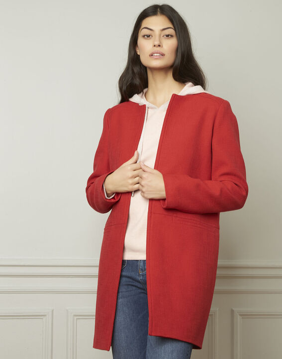 Manteau rouge en coton mélangé Daya | 1-2-3 Manteau rouge en coton mélangé Daya PhotoZ | 1-2-3