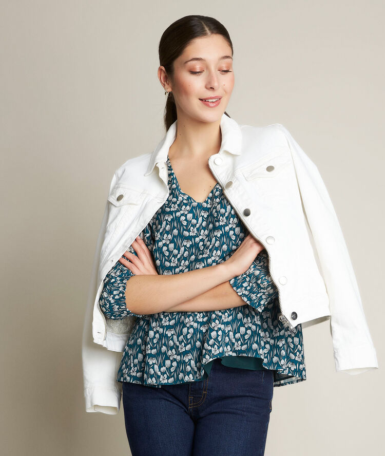 Blouse imprimée esmee turquoise.