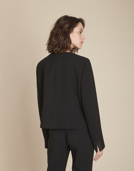 Veste noire microfibre et gros grain Charme | 1-2-3 Veste noire microfibre et gros grain Charme PhotoZ | 1-2-3