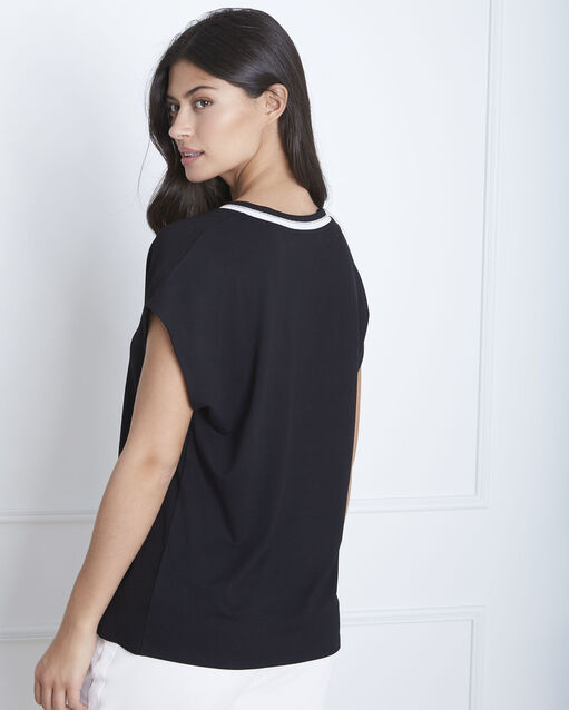 Blouse noire encolure lurex vallee noir.