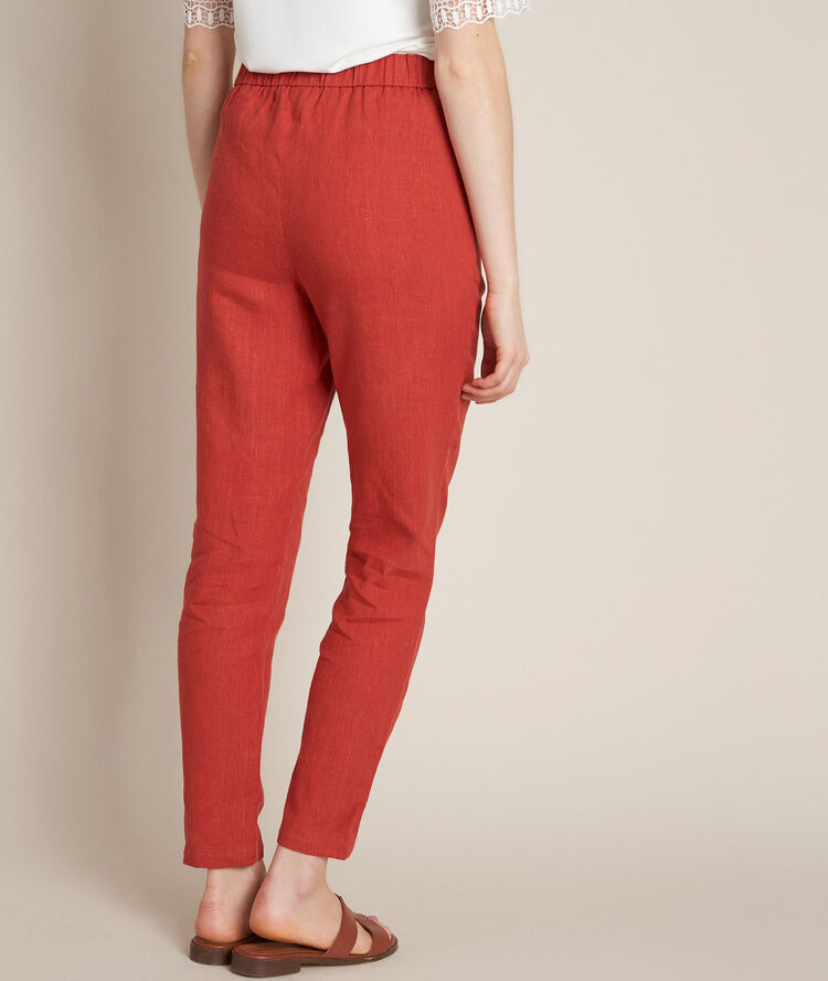 Pantalon cigarette en lin ilane tomette.