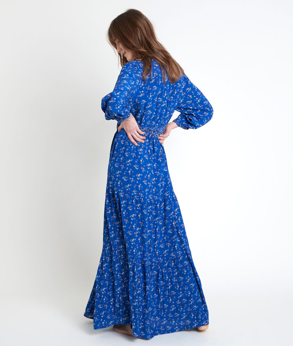 Robe longue myosotis imprimée loanne myosotis.