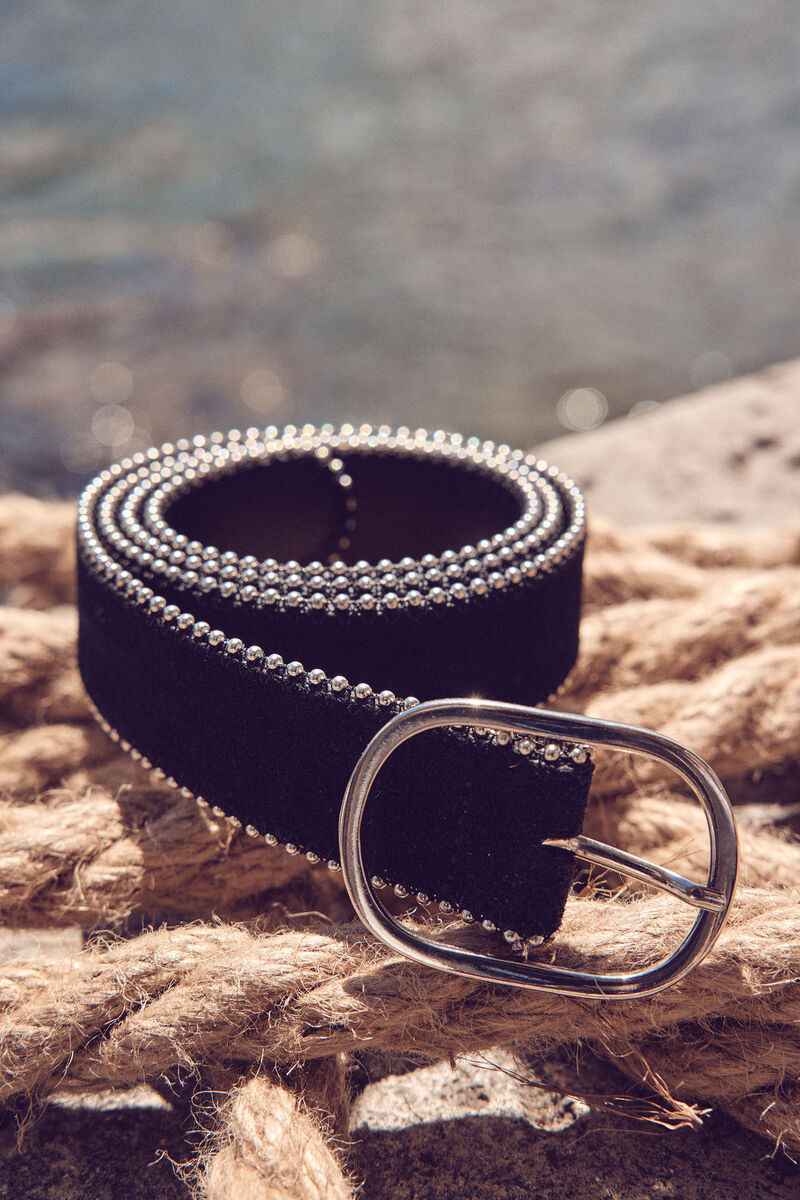 Zwarte lederen riem met studs Jasmine | 1-2-3 Zwarte lederen riem met studs Jasmine PhotoZ | 1-2-3