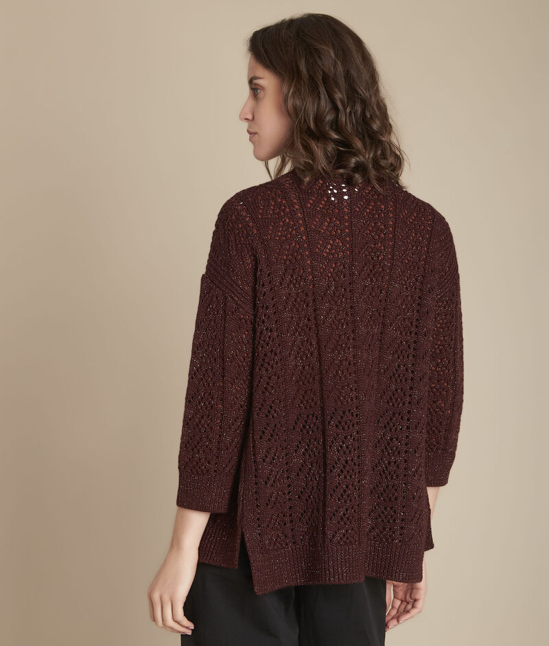 Gilet en maille lurex ébène flashdance marron fonce.