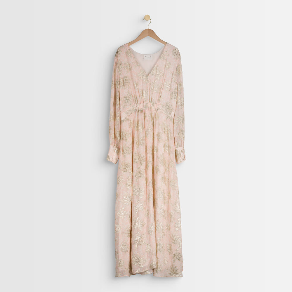 Robe longue poudre jacquard maria poudre.