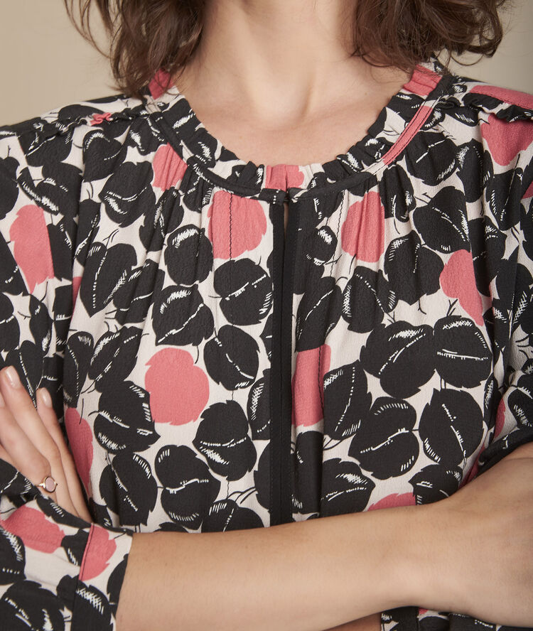 Blouse imprimé fleuri maryse rose fluo.