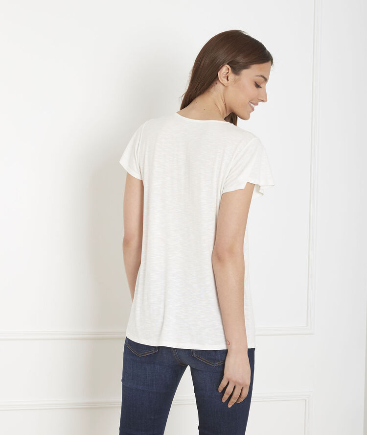 Tee-shirt écru encolure fantaisie penelope ecru.