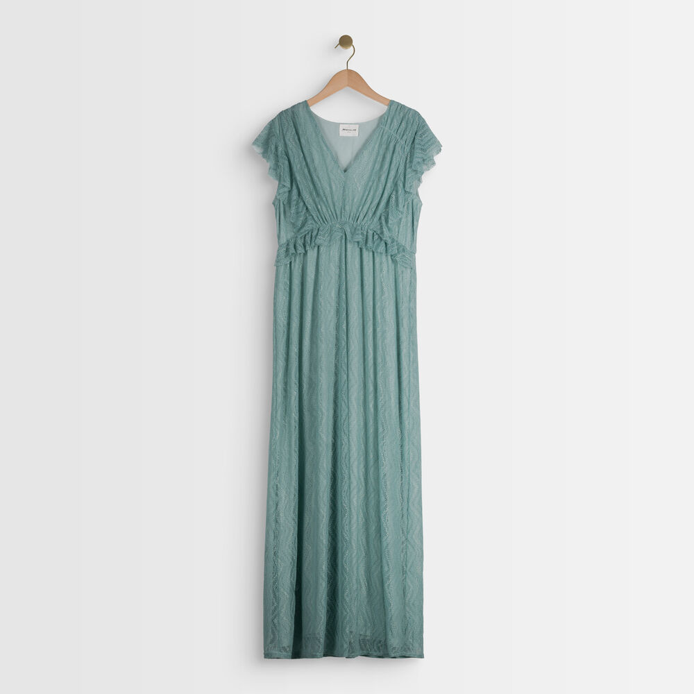 Robe longue en dentelle céladon nora celadon.