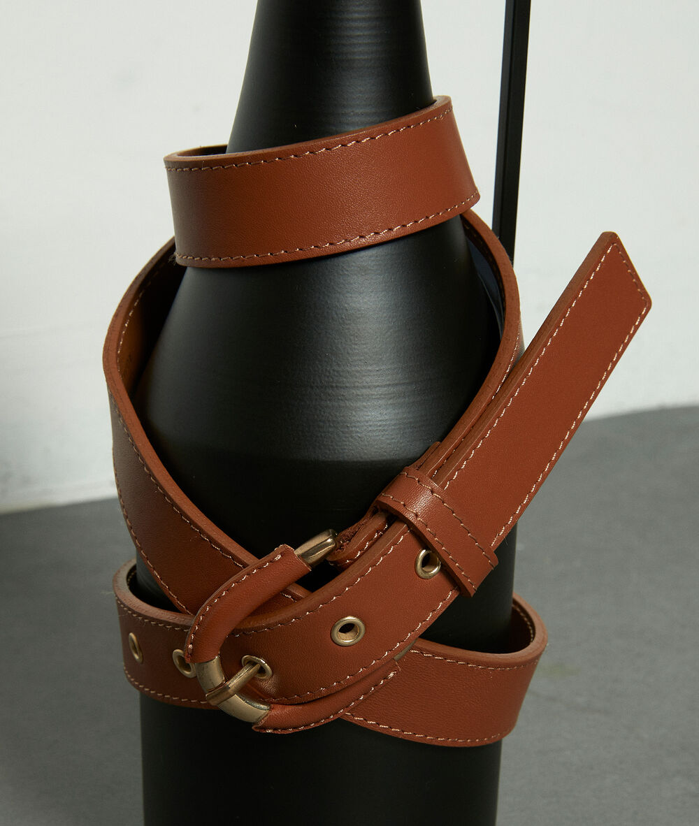 Ceinture en cuir havane eleonore bronze.