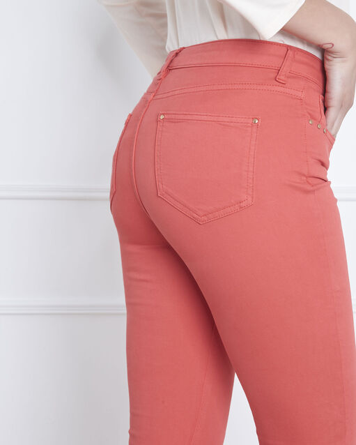 Jean corail 7/8e slim satin de coton vendome corail.