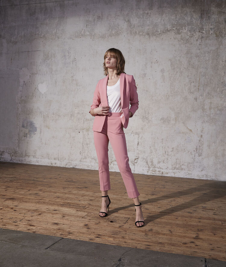 Pantalon cigarette en microfibre suzanne coquillage.