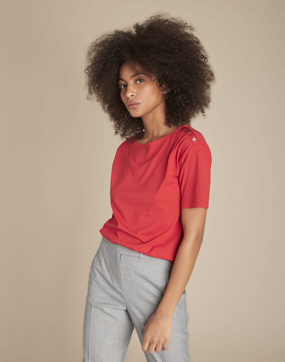 Tee-shirt rouge col bateau Calvi | 1-2-3 Tee-shirt rouge col bateau Calvi PhotoZ | 1-2-3