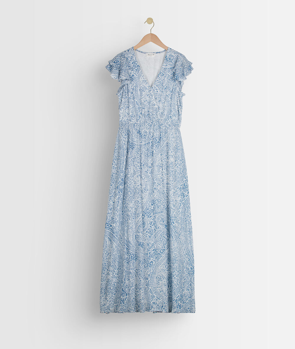 Robe longue imprimée ciel lilou ciel.