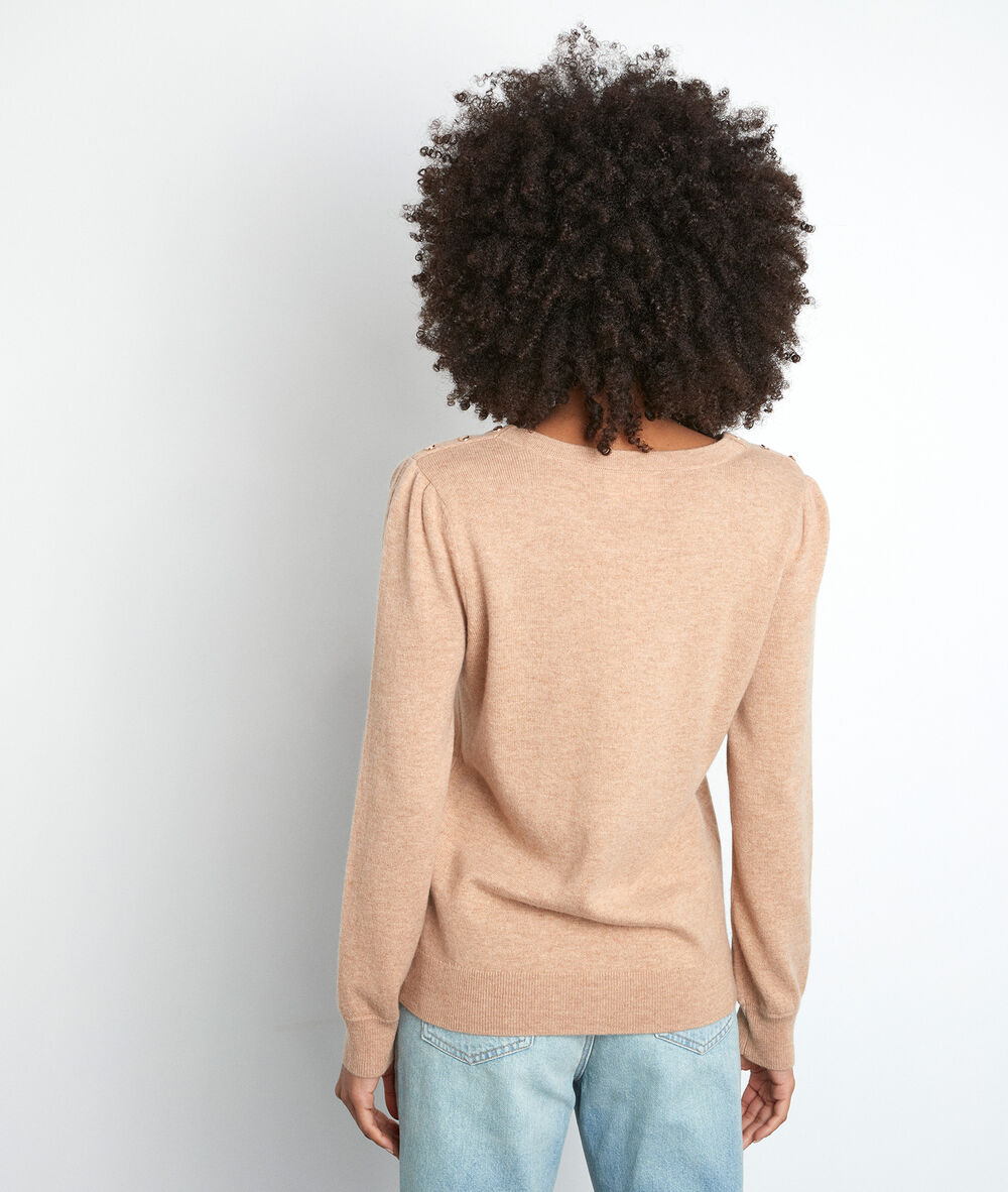 Pull à manches bouffantes beige trystan camel clair.