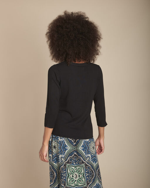 Pull noir jersey et côte fabienne noir.