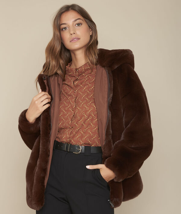 Manteau fausse fourrure ebene Elveta | 1-2-3 Manteau fausse fourrure ebene Elveta PhotoZ | 1-2-3