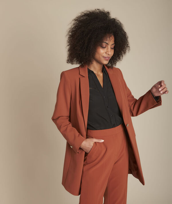 Veste de tailleur en microfibre acajou Baya | 1-2-3 Veste de tailleur en microfibre acajou Baya PhotoZ | 1-2-3