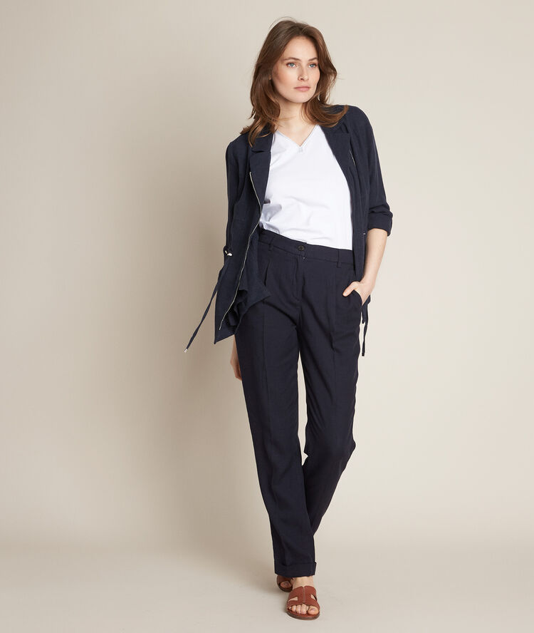 Pantalon chino marine en lyocell idylle marine.