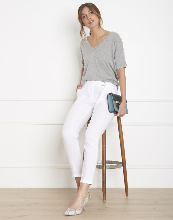 Pantalon blanc cigarette en lin Gil | 1-2-3 Pantalon blanc cigarette en lin Gil PhotoZ | 1-2-3