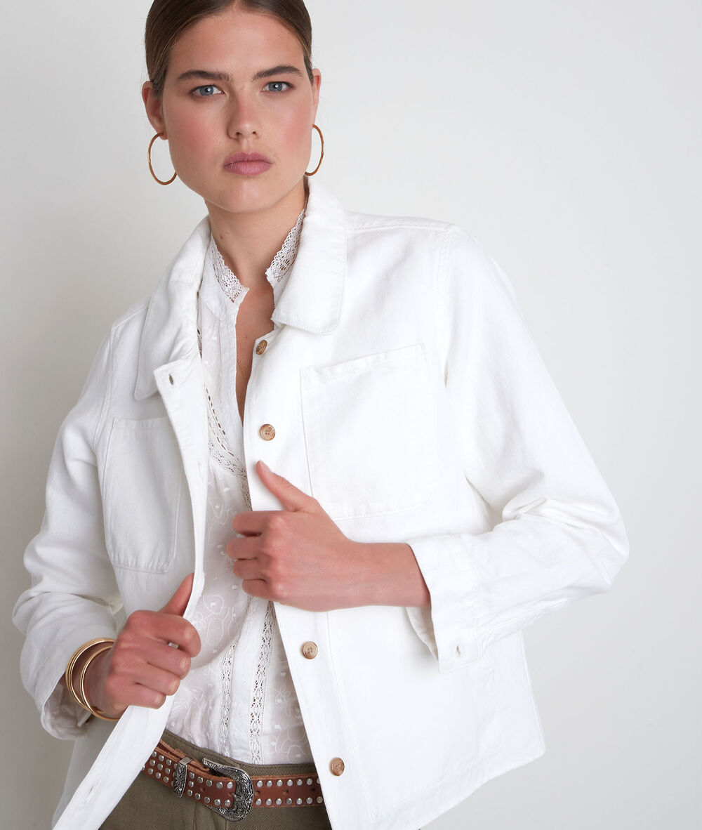 Veste en coton et lin écrue romea ecru.