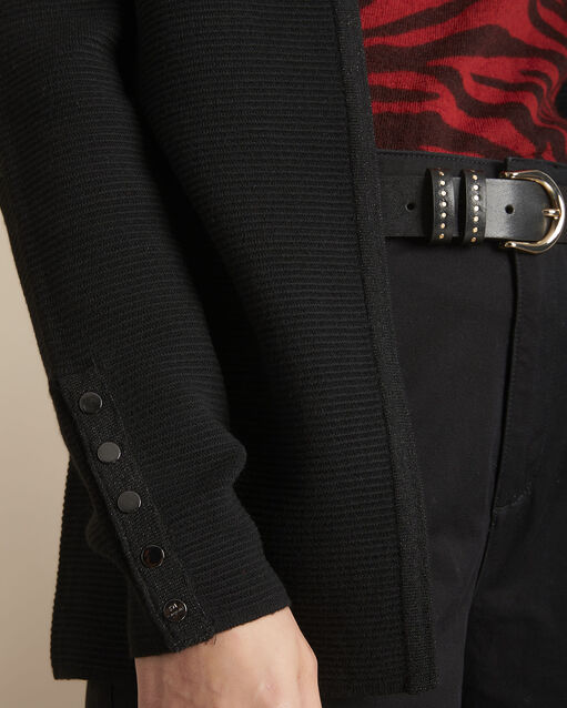 Gilet long en maille ottoman fonfon noir.