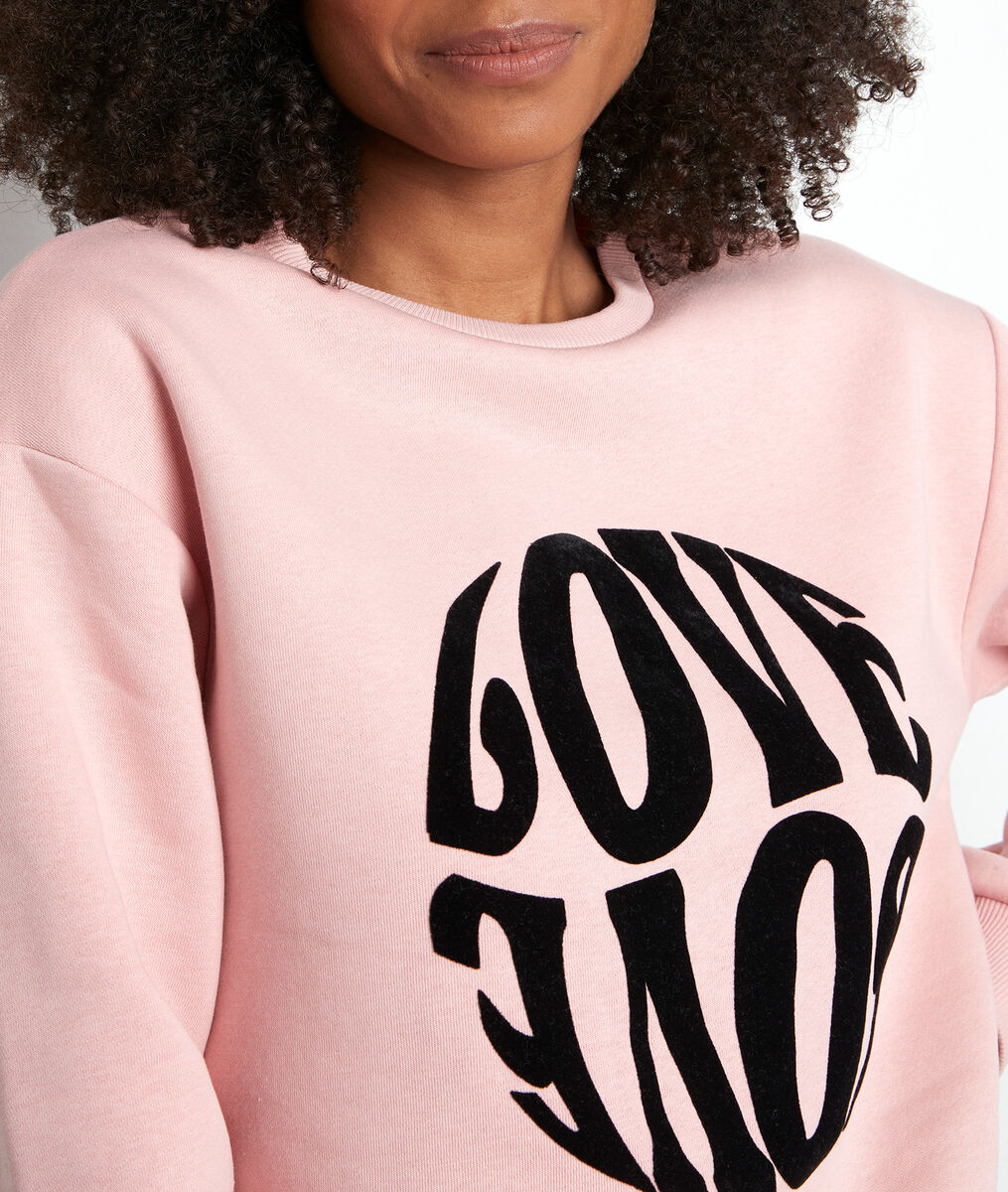 Sweat-shirt doux floqué rose Eloise | 1-2-3 Sweat-shirt doux floqué rose Eloise PhotoZ | 1-2-3