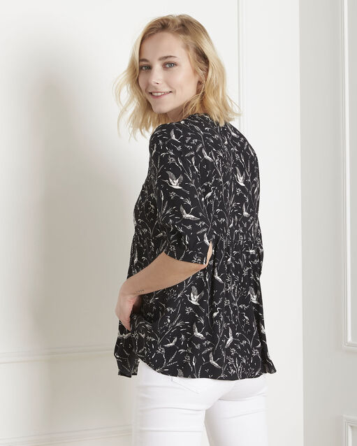 Blouse noire imprimée vesuve noir.
