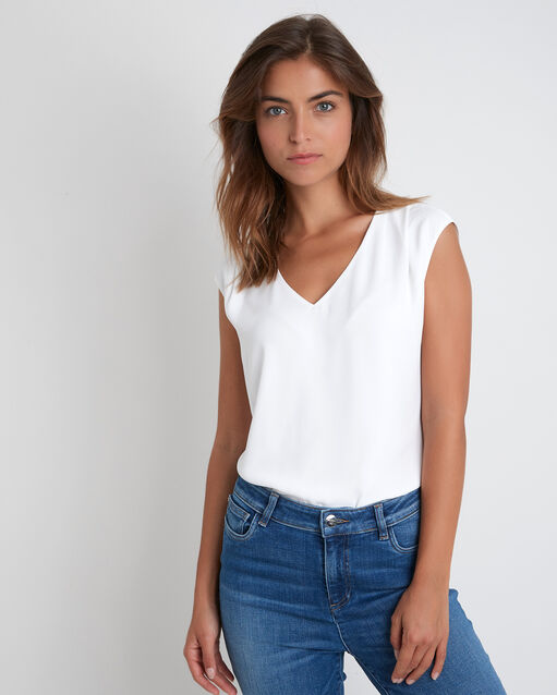 Blouse écrue col v neptune ecru.