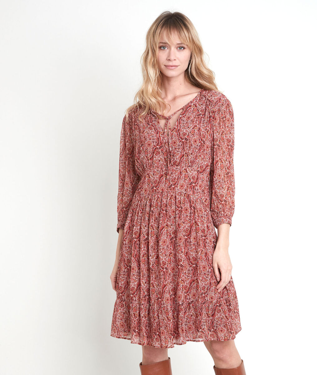 Robe beige imprimée Ludmilla | 1-2-3 Robe beige imprimée Ludmilla PhotoZ | 1-2-3