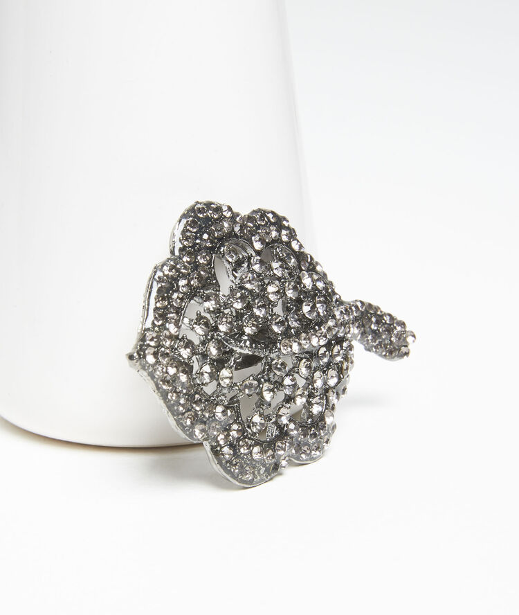 Broche feuille argent et pierres noires xav noir.