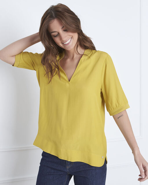 Blouse anis col v fluide virginie anis.