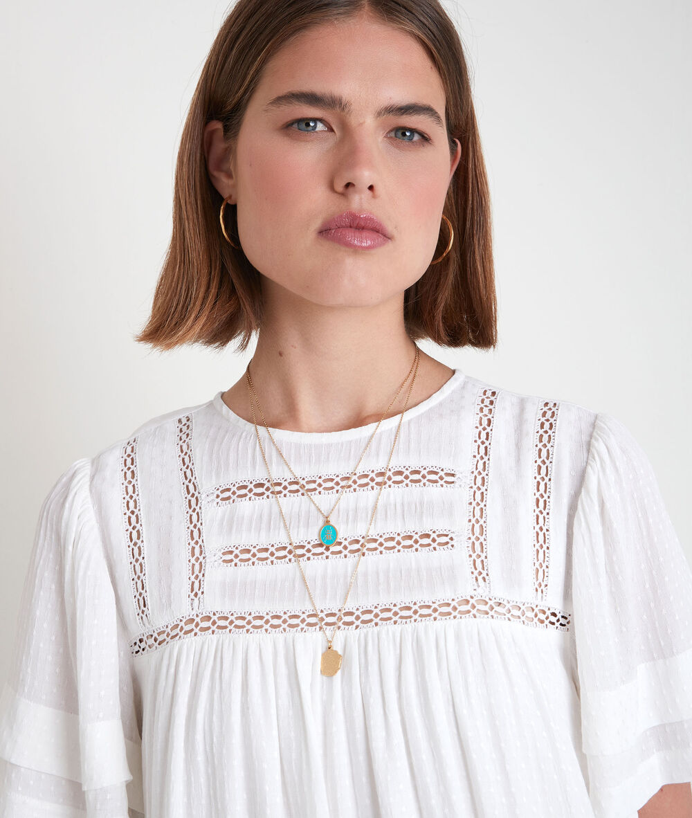 Robe ample avec dentelle blanche sarah ecru.