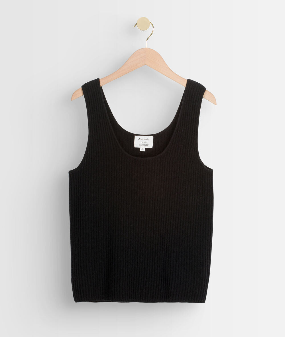 Zwarte tanktop van gerecycled kasjmier teva noir.