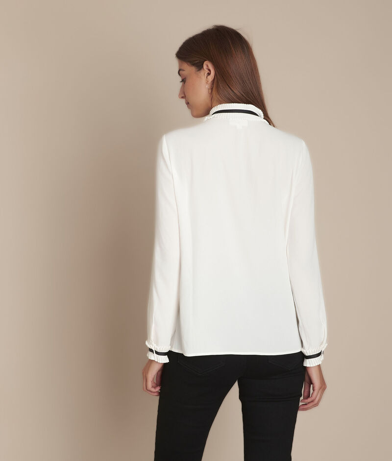 Chemise lavallière en polyester recyclé mur ecru.