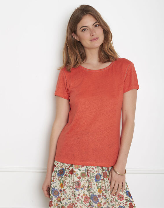 Tee-shirt orange jour échelle en lin Pin | 1-2-3 Tee-shirt orange jour échelle en lin Pin PhotoZ | 1-2-3