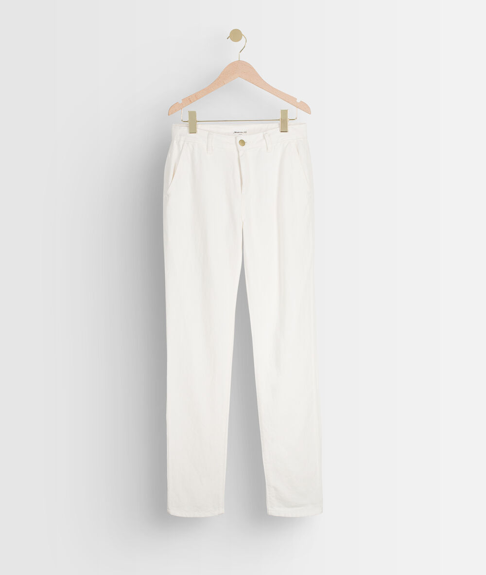 Pantalon droit en coton blanc francis blanc.
