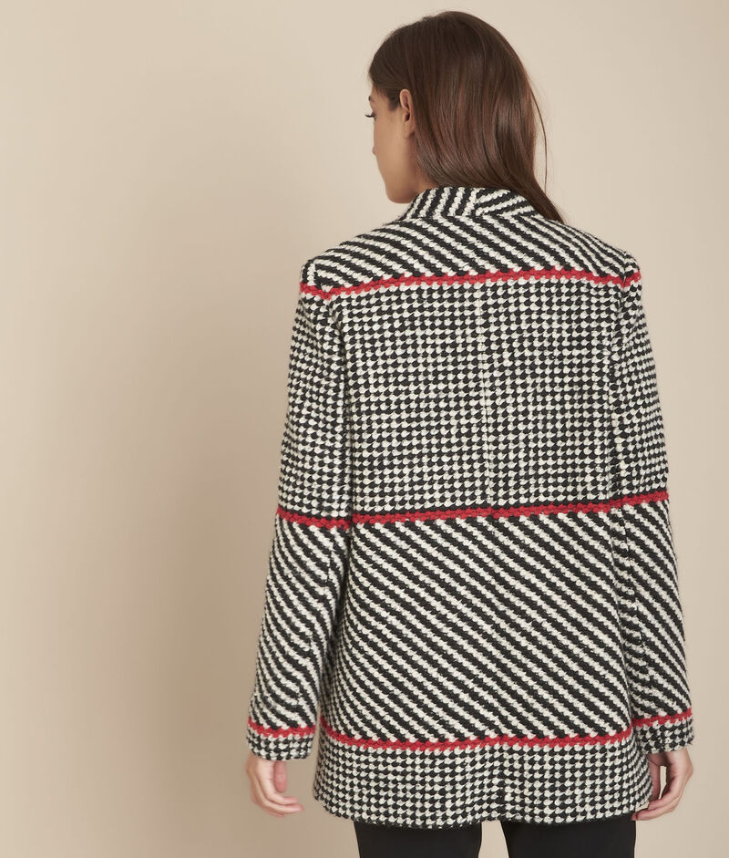 Veste à carreaux dame noir.