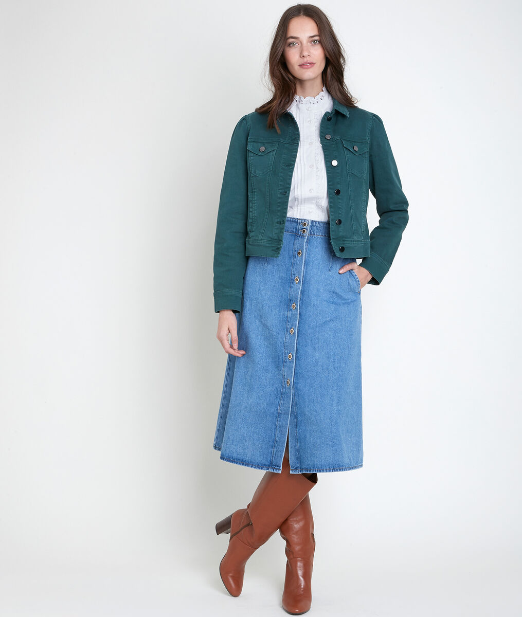 Veste en coton verte Prisca | 1-2-3 Veste en coton verte Prisca PhotoZ | 1-2-3