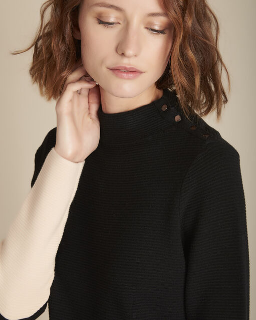 Robe en maille bicolore flower noir.